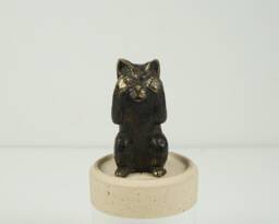 Cat Statue, 3 Inch Animal Bronze Sculpture, Miniature, Art, Tabletop Decor, Lover, Interior Gift For Friend