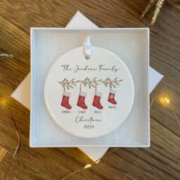 Personalised Family Christmas Bauble - First Ornament Baby Xmas Tree Decoration