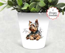 Yorkshire Terrier Planter - Printed Dog Pot For Plants, Makeup Brushes Holder, Perfect Gift Yorkie Lovers & Enthusiast - thumbnail 1