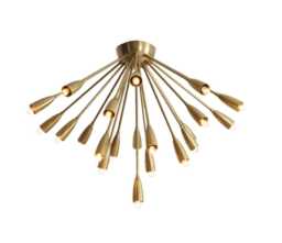 Mid Century Brass Sputnik Ceiling Lamp - Flush Mount Light For Low Ceilings - thumbnail 1