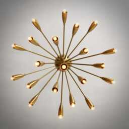 Mid Century Brass Sputnik Ceiling Lamp - Flush Mount Light For Low Ceilings - thumbnail 3