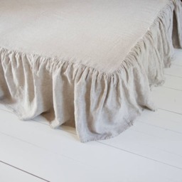 Ruffled Linen Bedskirt Stonewashed Shabby Chic Bedding - thumbnail 3