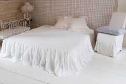 Ruffled Linen Bedskirt Stonewashed Shabby Chic Bedding