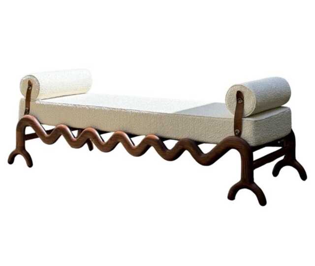 Solid Walnut Boucl?? Day Bed - Luxury Handcrafted UK Furniture Home Decor - image 1