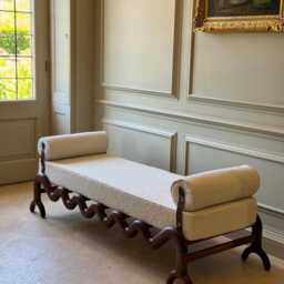 Solid Walnut Boucl?? Day Bed - Luxury Handcrafted UK Furniture Home Decor - thumbnail 4