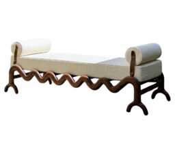 Solid Walnut Boucl?? Day Bed - Luxury Handcrafted UK Furniture Home Decor - thumbnail 1