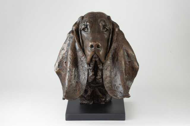Bassett Hound Portrait Head Statue - Bronze Resin Sculpture Life Size Art, By Tanya Russell Mrbs - image 1