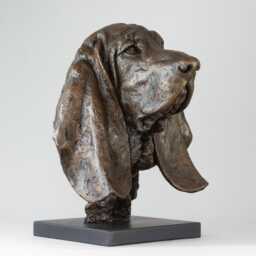 Bassett Hound Portrait Head Statue - Bronze Resin Sculpture Life Size Art, By Tanya Russell Mrbs - thumbnail 2