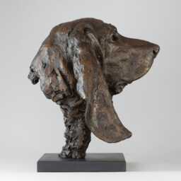 Bassett Hound Portrait Head Statue - Bronze Resin Sculpture Life Size Art, By Tanya Russell Mrbs - thumbnail 3