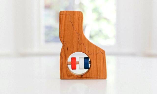 Idaho State Baby Rattle Modern Wooden Toy, Organic Keepsake - image 1