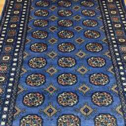 4x7 Denim Blue Bokhara Rug - Washable Kitchen Woolen Living Room Hand Knotted Wall Turkish - thumbnail 3