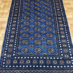 4x7 Denim Blue Bokhara Rug - Washable Kitchen Woolen Living Room Hand Knotted Wall Turkish - thumbnail 2