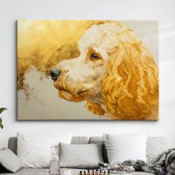 Poodle Gold Style Abstract Dog Oil Painting Framed Poster Print Or Canvas Wall Decor Art Bedroom Home Interior Gift For Pet Lover