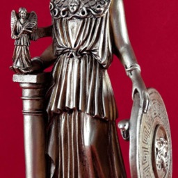 Athena Pallas Statue 11-Inch Cast Marble Gold Patina Finish - thumbnail 3