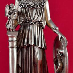 Athena Pallas Statue 11-Inch Cast Marble Gold Patina Finish - thumbnail 2