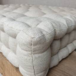 Linen & Cotton Floor Pillow, Seat, French Pillow - Light Beige - thumbnail 2