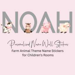 Personalised Farm Animal Name Sticker, Nursery Wall Decal, Vinyl Letters 3 4 5 Inch High, Tractor Option Blue Pink Red, Glossy Or Matte - thumbnail 2