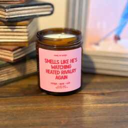 Smells Like He's Watching Heated Rivalry Again Citrus, Rose, & Lily Scented Candle, Bookish Candle - thumbnail 1