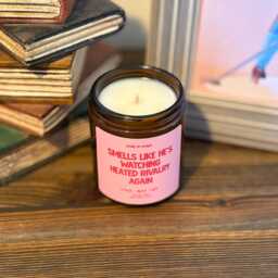 Smells Like He's Watching Heated Rivalry Again Citrus, Rose, & Lily Scented Candle, Bookish Candle - thumbnail 2