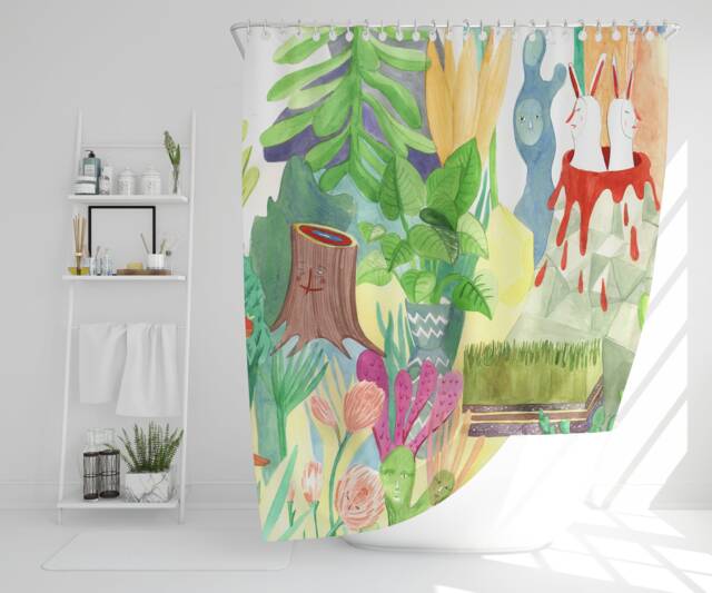 Enchanted Garden Shower Curtain, Watercolor Jungle Art By Agathe Bb - image 1