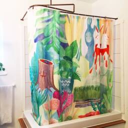 Enchanted Garden Shower Curtain, Watercolor Jungle Art By Agathe Bb - thumbnail 3