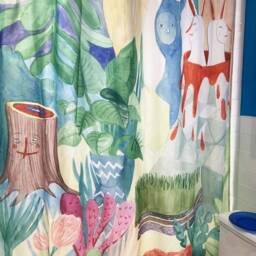 Enchanted Garden Shower Curtain, Watercolor Jungle Art By Agathe Bb - thumbnail 2