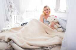 White Wool Blanket Plaid Throw, Warm Coverlet