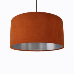 Burnt Orange Lampshade in Velvet With Silver Lining, Large Plain Ceiling Lightshade - thumbnail 3