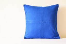 Ink Blue Faux Suede Pillow Cover, Stitch Detail, Modern Decor - thumbnail 1