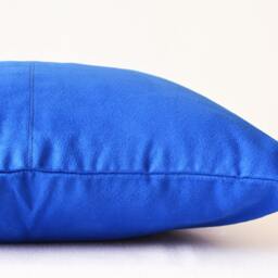 Ink Blue Faux Suede Pillow Cover, Stitch Detail, Modern Decor - thumbnail 3