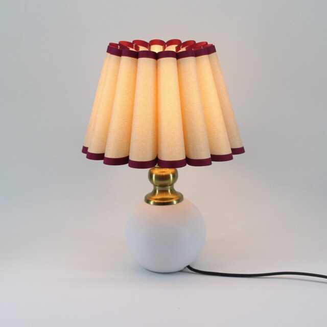 Handmade Khaki Fabric Table Lamp White Ceramic Base, E27/E26 - image 1