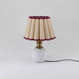 Handmade Khaki Fabric Table Lamp White Ceramic Base, E27/E26 - thumbnail 3