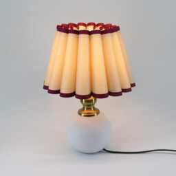 Handmade Khaki Fabric Table Lamp White Ceramic Base, E27/E26 - thumbnail 4