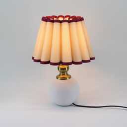 Handmade Khaki Fabric Table Lamp White Ceramic Base, E27/E26 - thumbnail 1