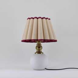 Handmade Khaki Fabric Table Lamp White Ceramic Base, E27/E26 - thumbnail 2