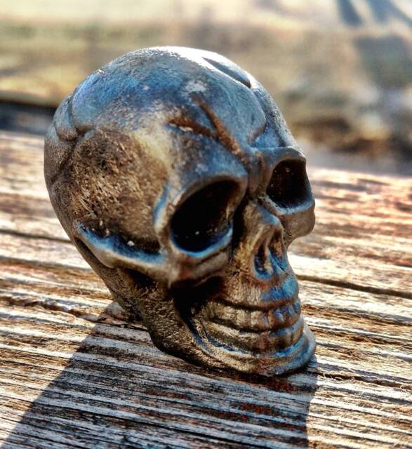 Pewter Skull Goth Decor Paperweight - image 1