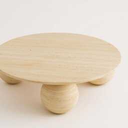 Modern Beige Travertine Coffee Table, Handmade Natural Stone Centerpiece, Handcrafted Furniture - thumbnail 2
