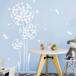 Wall Sticker Flower Dandelion With Dragonflies Decal Nursery Floral Vinyl Decor W708 - thumbnail 2