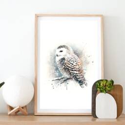 Snowy Owl Print Poster Set - Of 3 Posters - Watercolour Owls Wall Decor Bird Art Wildlife Gifts Snow Artwork - thumbnail 2