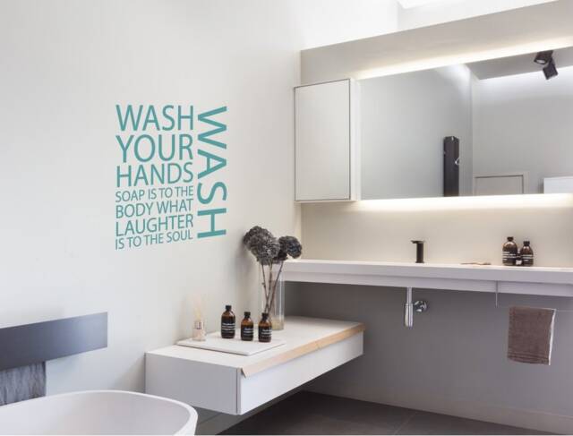 Wash Your Hands Bathroom Wall Sticker, Decals, Stickers, Decals For Bathroom, Decal - image 1