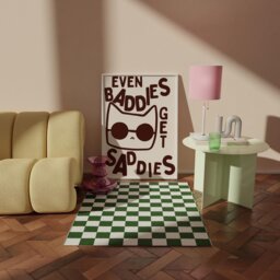 Even Baddies Get Saddies Print - Funny Cat Poster Uni Dorm Wall Art A1 A2 A3 A4 A5 Gift For Him Her Cool Bedroom Decor - thumbnail 1