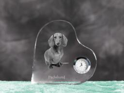 Dachshund - Crystal Clock in The Shape Of A Heart With Image Pure-Bred Dog - thumbnail 1