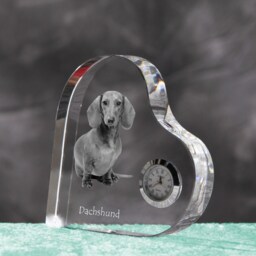 Dachshund - Crystal Clock in The Shape Of A Heart With Image Pure-Bred Dog - thumbnail 2