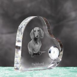 Dachshund - Crystal Clock in The Shape Of A Heart With Image Pure-Bred Dog - thumbnail 3