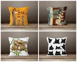 Animal Print Modern Cushion Cover/Cute Animal Pillow Cover/Decorative Case/Giraffe Butterfly Cat Koala Printed Case - thumbnail 1