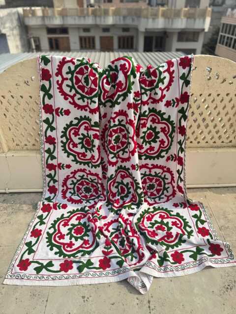 Handmade Embroidery, Boho-Chic Home Accent, Vibrant Ethnic Bedding - image 1