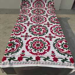Handmade Embroidery, Boho-Chic Home Accent, Vibrant Ethnic Bedding - thumbnail 2