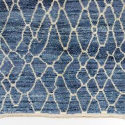 Blue Beni Ourain Rug Hand-Knotted Moroccan Wool Rug With White Diamond Pattern - thumbnail 2