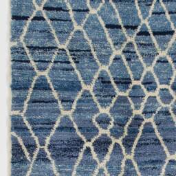 Blue Beni Ourain Rug Hand-Knotted Moroccan Wool Rug With White Diamond Pattern - thumbnail 4