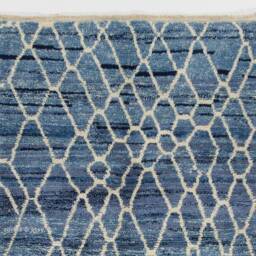 Blue Beni Ourain Rug Hand-Knotted Moroccan Wool Rug With White Diamond Pattern - thumbnail 3
